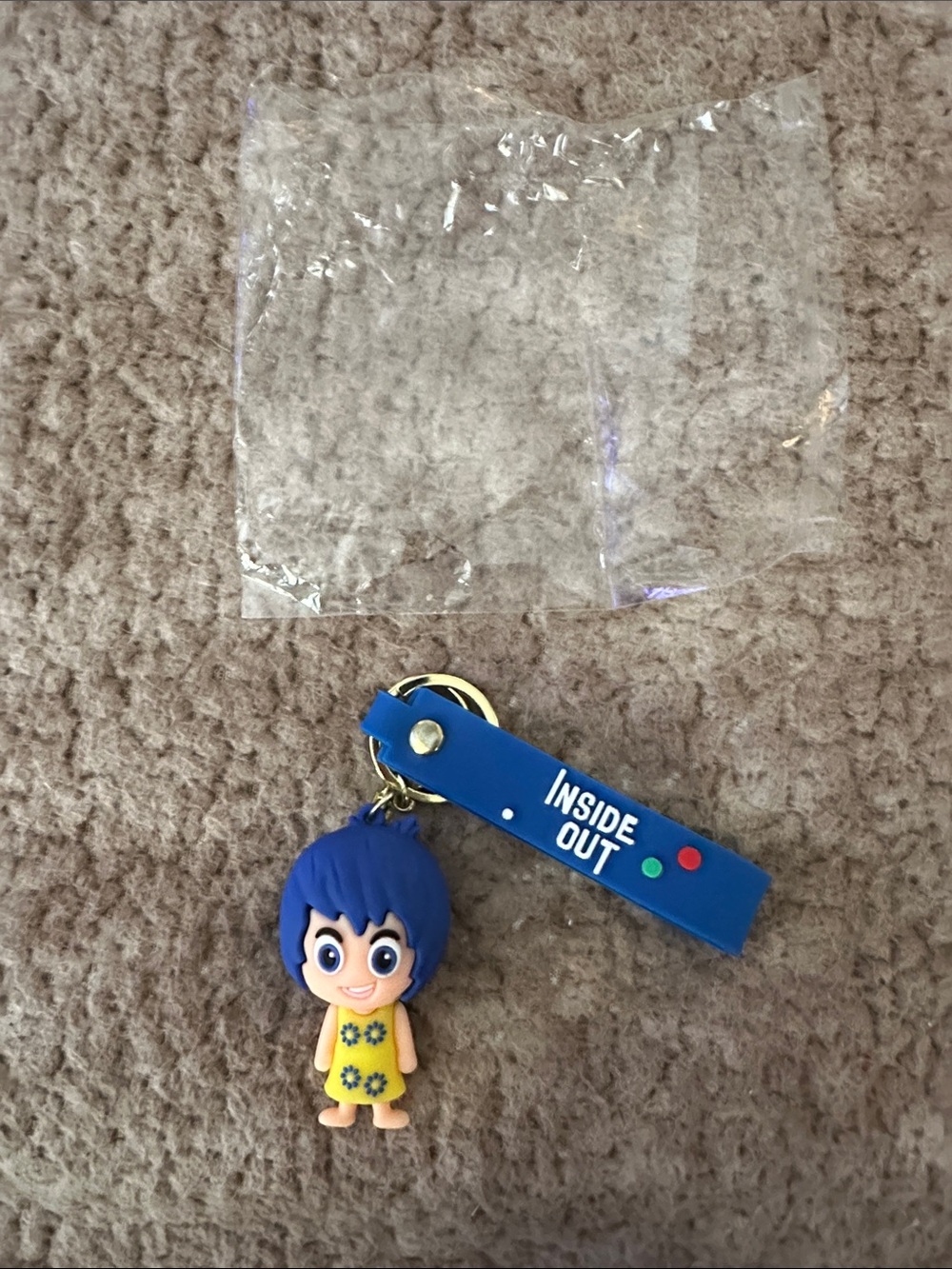 Inside Out Joy PVC Keychain with Blue Strap